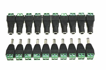 

10 PAIRS 12V Male+Female 2.1x5.5MM DC Power Jack Plug Adapter Connector for CCTV Camera Green