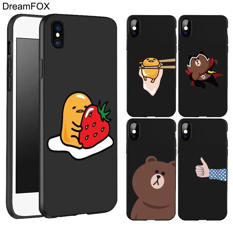 Goedkoop DREAMFOX L028 Leuke Gudetama Lui Ei Black Soft TPU Silicone Case Cover Voor Apple iPhone XR XS Max X 8 7 6 6 s Plus 5 5 s 5g SE
