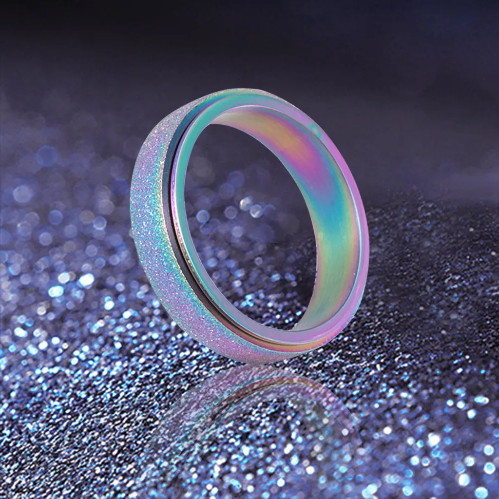 

Women's Stainless Steel Spinner Ring Sand Blast Finish Comfort Size 6-13