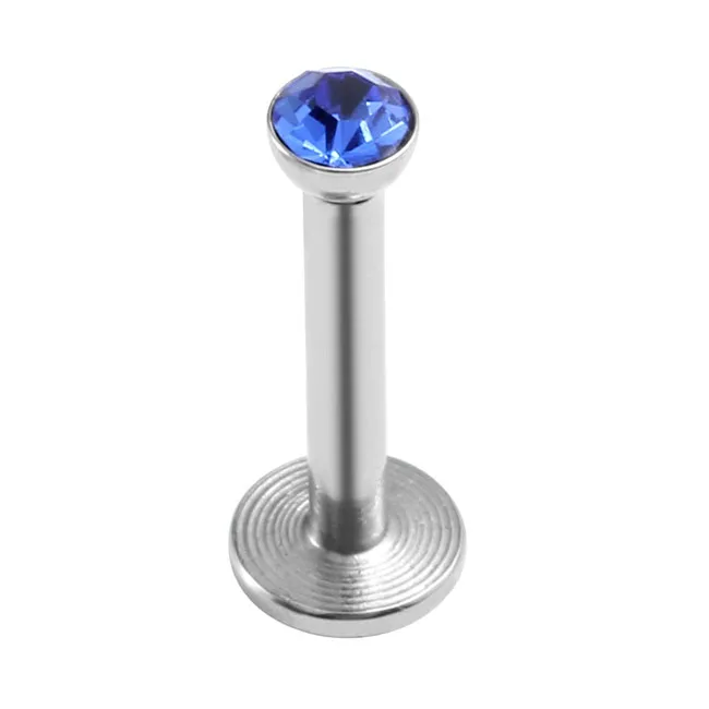 JOVIVI 2 пары 2 мм из нержавеющей стали кристалл кубического циркония 16 г Лабрет, Монро кольцо для губ Бар шпилька внутренняя резьба пирсинг ювелирные изделия - Окраска металла: Dark Blue