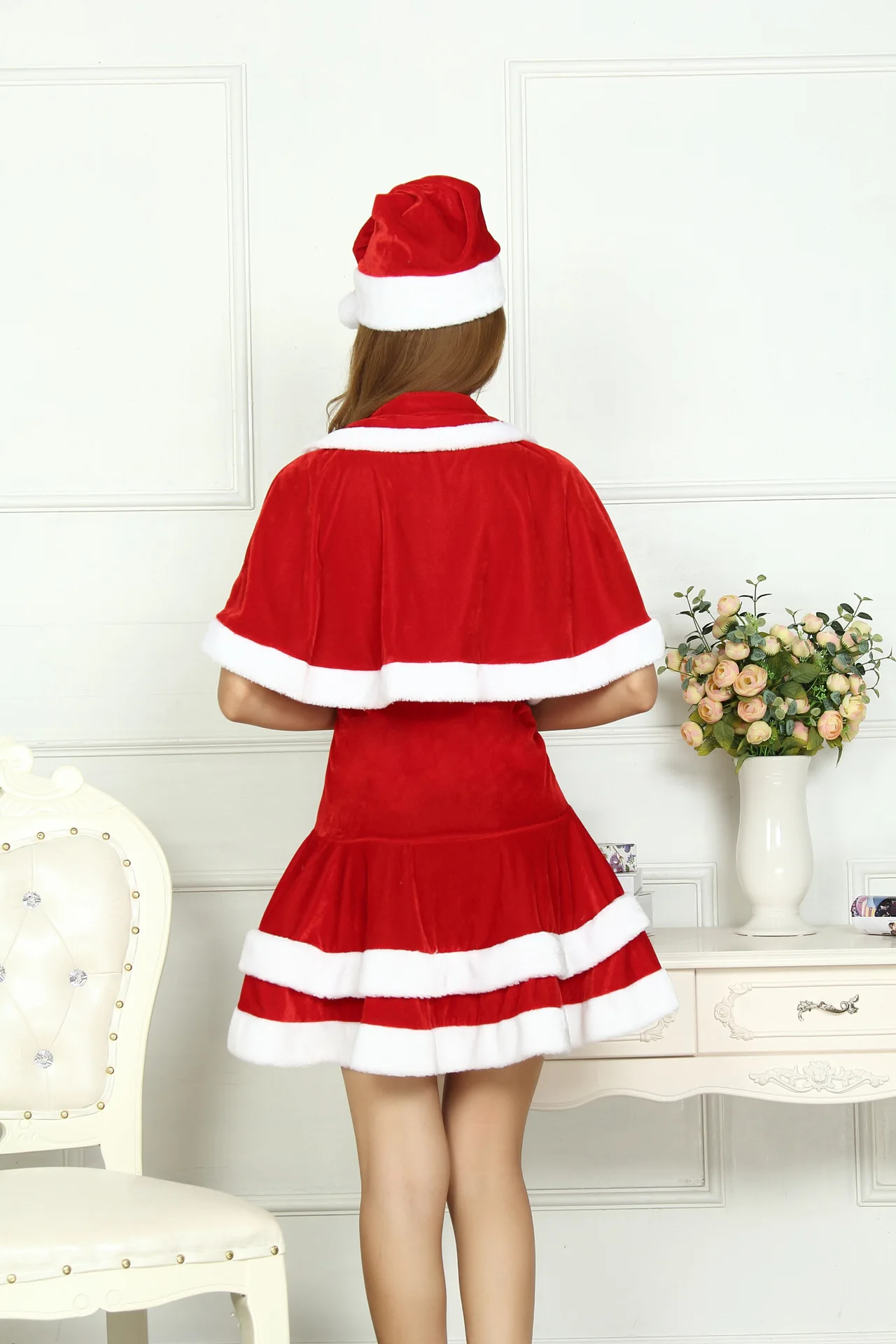 Рождественское милое женское платье Санта-Клауса, красные женские вечерние костюмы на осень и зиму, сексуальное платье Санта-Клауса, один размер