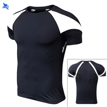 Спорт сжатия быстросохнущая плотно бег футболки для мужчин короткий рукав фитнес, Тренажерный зал Бодибилдинг футболки