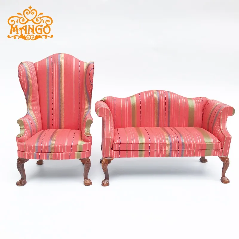 

1/6 Dollhouse Wood Sofa Couch Set for Hot Toys Action Figures Barbie Blythe Dolls Accessories Decoration