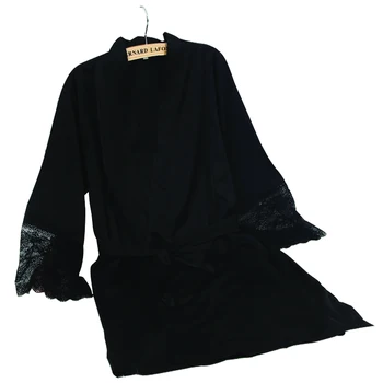 

Lace Sleeve Sexy Women Nightwear Robes Kimono Satin Silk Female Bathrobes Bridemaids Robes Brand Hot