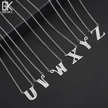 

GODKI 2018 Trendy 26 Letters Stackable Necklace for women Wedding CZ Zircon Dubai Bridal Pendant NecklaceS