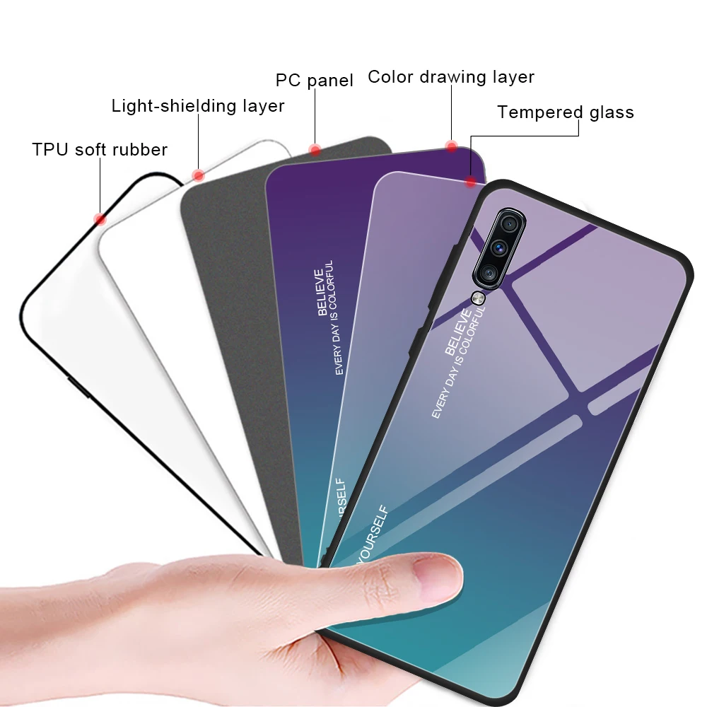 Градиентный стеклянный чехол для Samsung A50 A30 A10 A20 A40 A60 A70 M20 Galaxy S10 S9 S8 A8 A6 Plus J4 J6 A7 2018 A5
