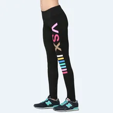 Для женщин 3D цифровой печати Красочные Письмо vsx Фитнес быстрое высыхание Высокая Талия упражнения Леггинсы для женщин энергии Брюки для девочек Мотобрюки женская одежда