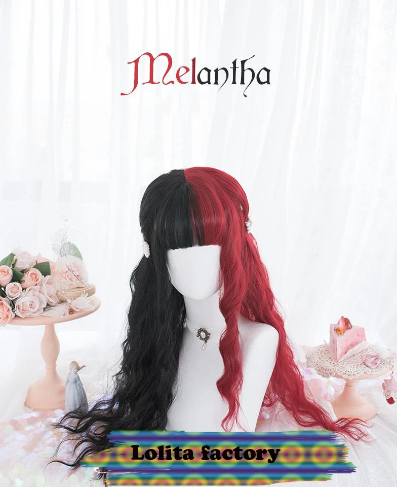 Принцесса сладкий японский парик Лолиты Повседневный красно-черный одинаковый парик "Melanza" Лолита
