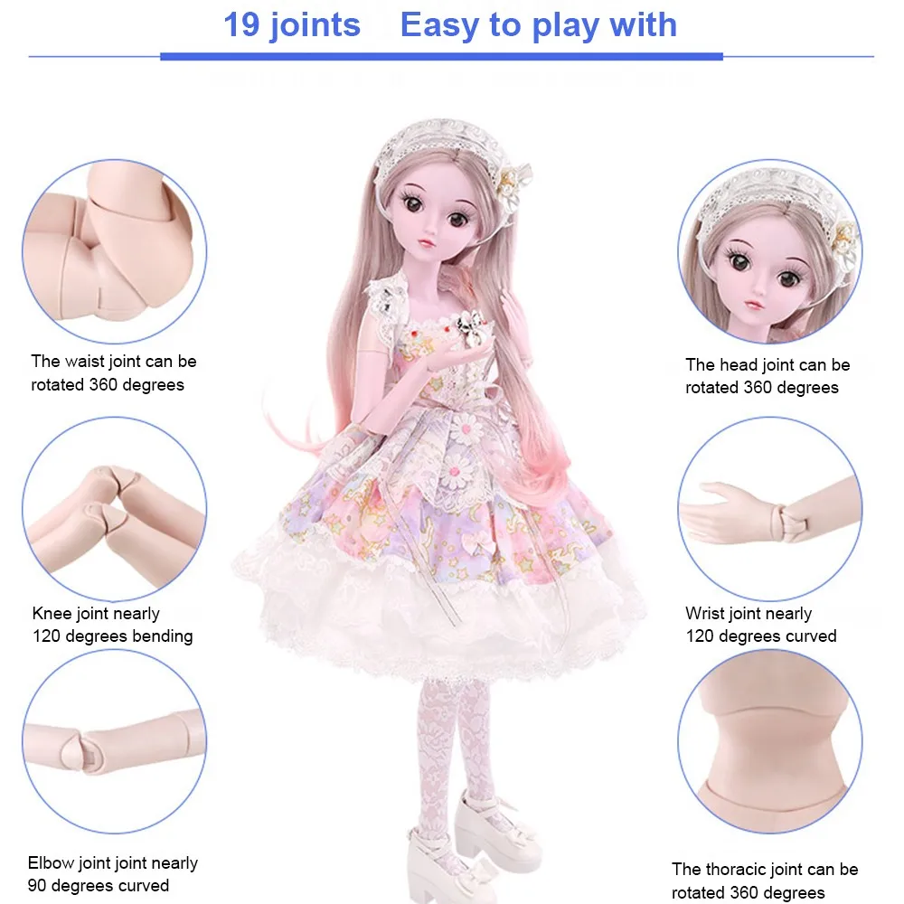 1/3 BJD кукла 60 см/23,6 ''Высота 19 шарнирные куклы(парик+ обувь+ одежда+ волосы+ глаза+ макияж) Коллекция игрушек полный набор