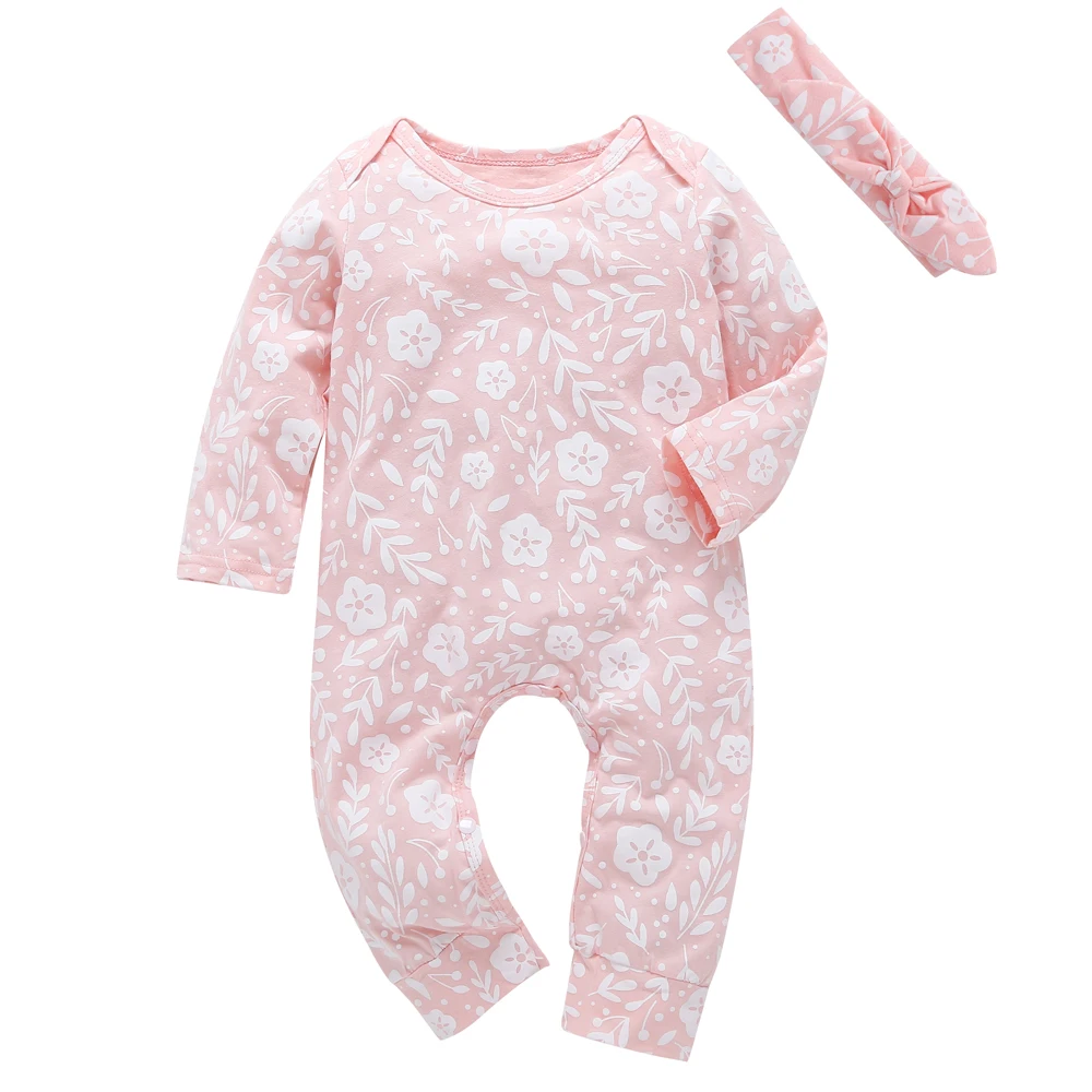 

2019 Baby Girl Clothes Autumn Newborn Baby Girls Cotton Long Sleeve Flowers Printed Romper Jumpsuit Baby Romper Baby Clothes