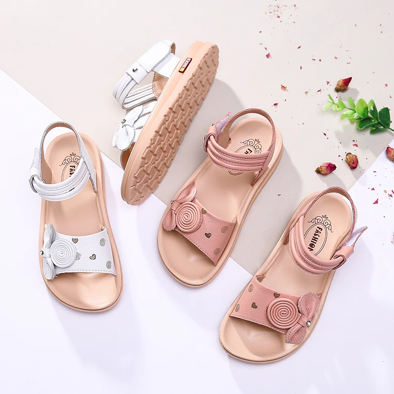 Лето новые детские сандалии для принцесс лук натуральная кожа обувь для маленьких девочек Белые пляжные сандалии со стразами Брендовая обувь