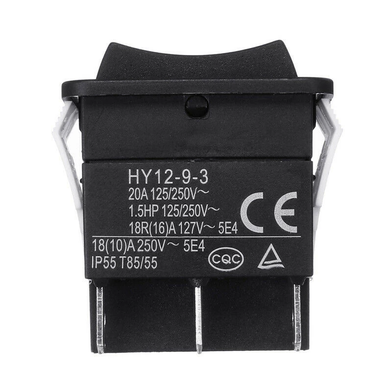 

1pc ABS HY12-9-3 6 Pins Industrial Electric Rocker Switch 125/250V 18/20A Push Button Switch ON-OFF Power Switch