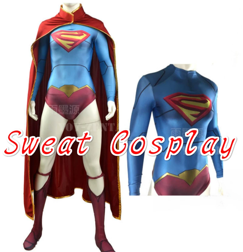 Высокое качество 3D печать новый 52 Supergirl костюм супергероя зентай леди боди