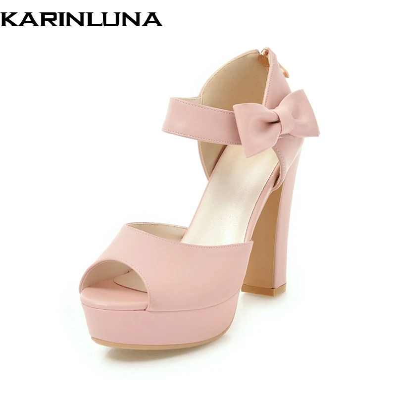

Karinluna new discount plus size 32-43 trendy sweet bow party women's Shoes woman sexy High Heels Platform summer sandals