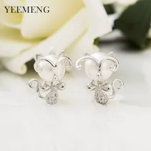 YEEMENG Kitten Shape Imitation Pearl Earrings for Women Cute Ear Stud Elegant Earrings Chic Jewelry Xmas Gift YEEMENG Kitten Shape Imitation Pearl Earrings for Women Cute Ear Stud Elegant Earrings Chic Jewelry Xmas Gift