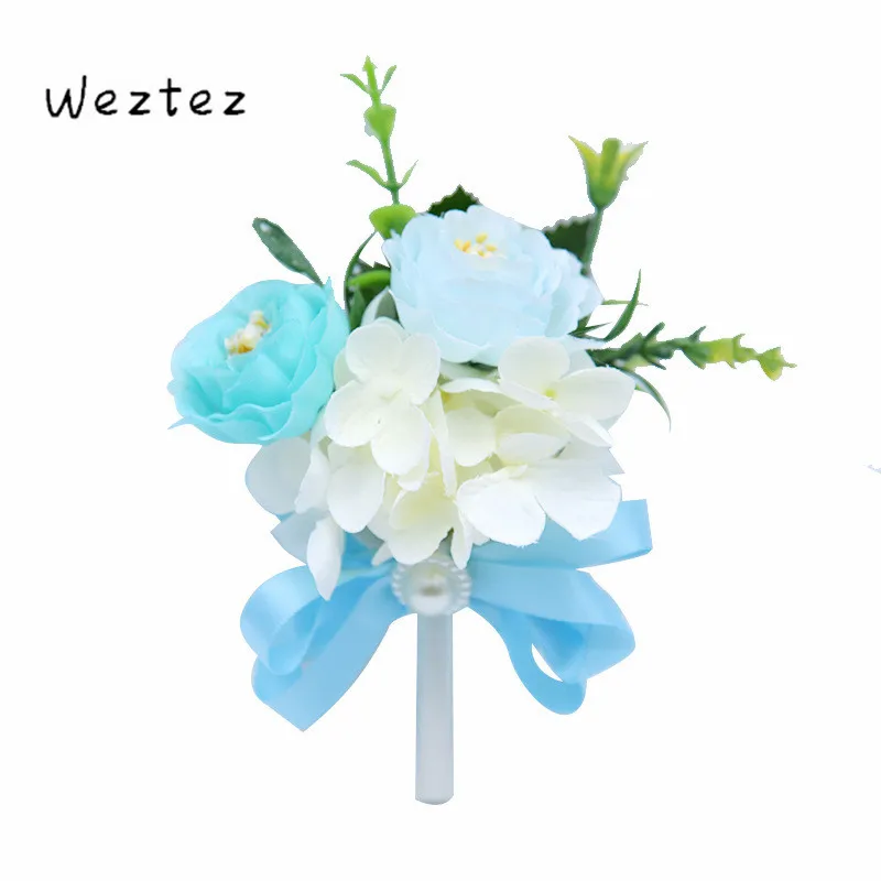 

Artificial Wrist Flowers Quality Wedding Corsages And Boutonniere Silk Rose Corsages Prom Ribbon 677