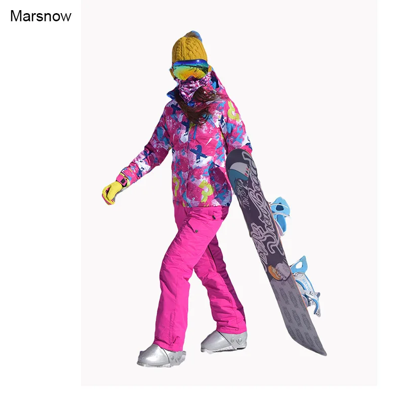 Бренд Marsnow женские зимние спортивные лыжные костюмы наборы водонепроницаемые