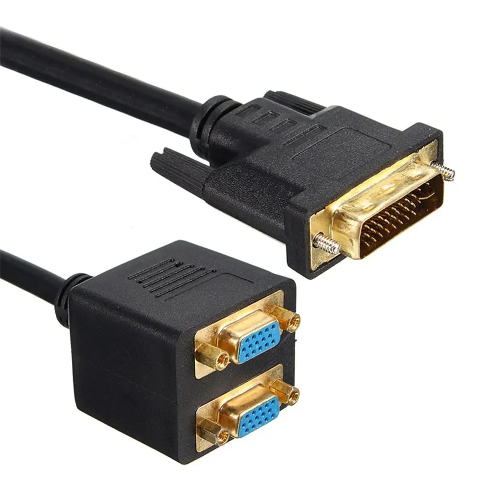 DVI I 24 + 5 контактов штекер на двойной VGA Женский переходник разветвитель для ПК с