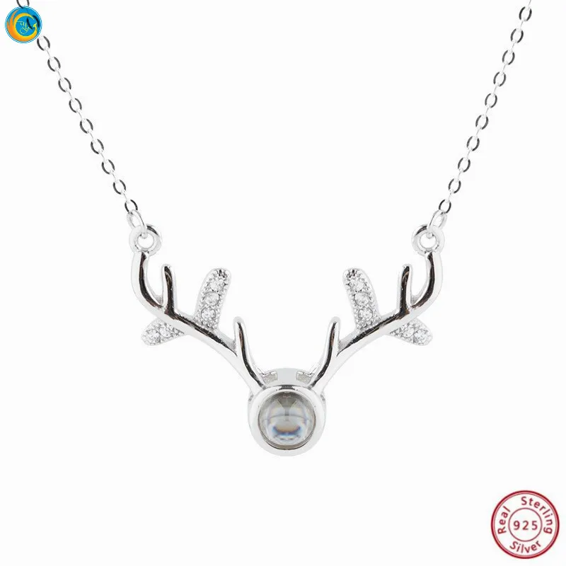 

100% 925 silver necklaces 100 language i love you silver rose gold necklace pendant YF235A