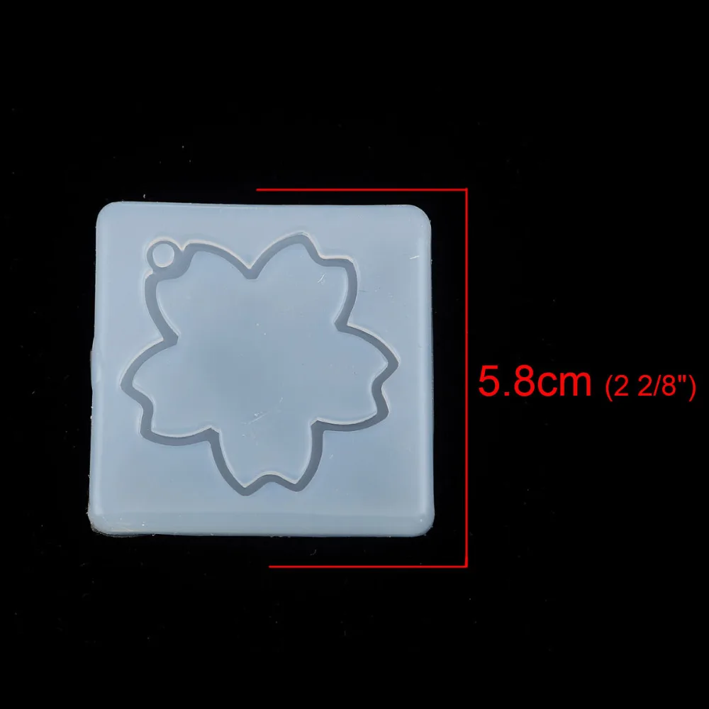 Силиконовая полимерная форма для изготовления ювелирных изделий Квадратный Белый Цветок сакуры 58 мм(2 2/") x 58 мм(2 2/8"), 1 шт