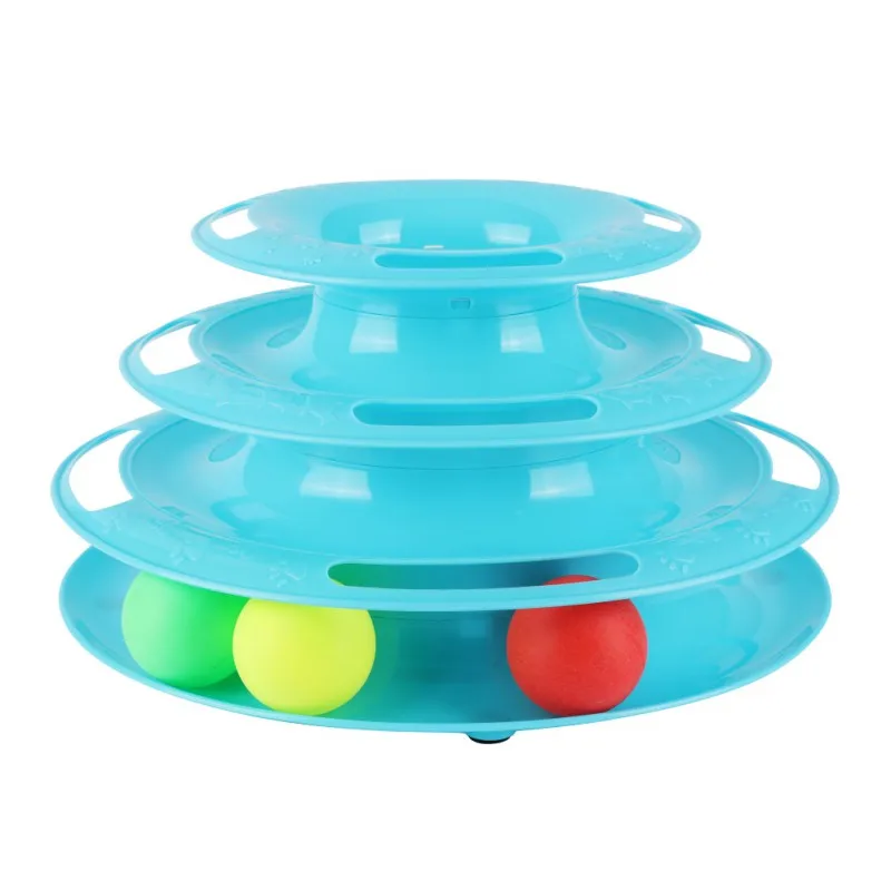 Забавные игрушки для животных Кот Сумасшедший диск с шариком Интерактивная развлекательная тарелка игровой диск триляминар поворотный стол игрушка для кошек Z - Цвет: Blue