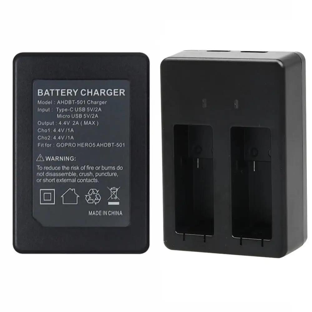 Dual Battery Charger For GoPro Hero5Hero6+2PCS AHDBT-501 AHDBT501 Battery Pack For GoPro Hero 5 GoPro Hero 6 Black Accessories (5)