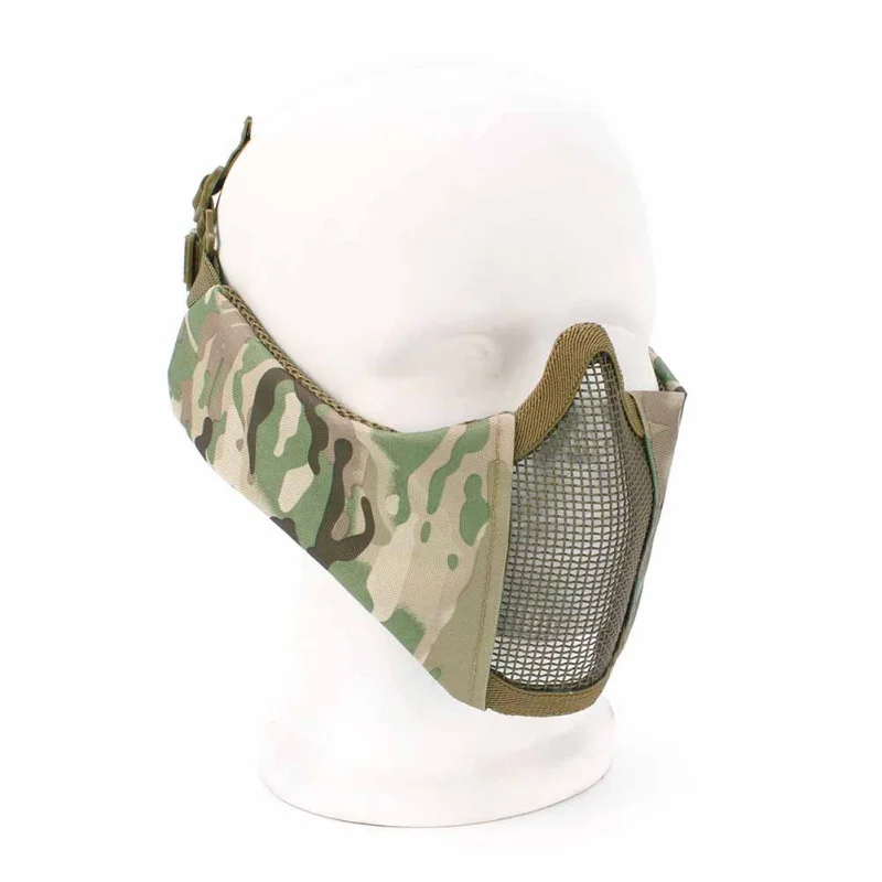 Новое обновление защита ушей тактические; на пол-лица металлический Сталь сетчатой маской экран для охоты военный вентилятор маска