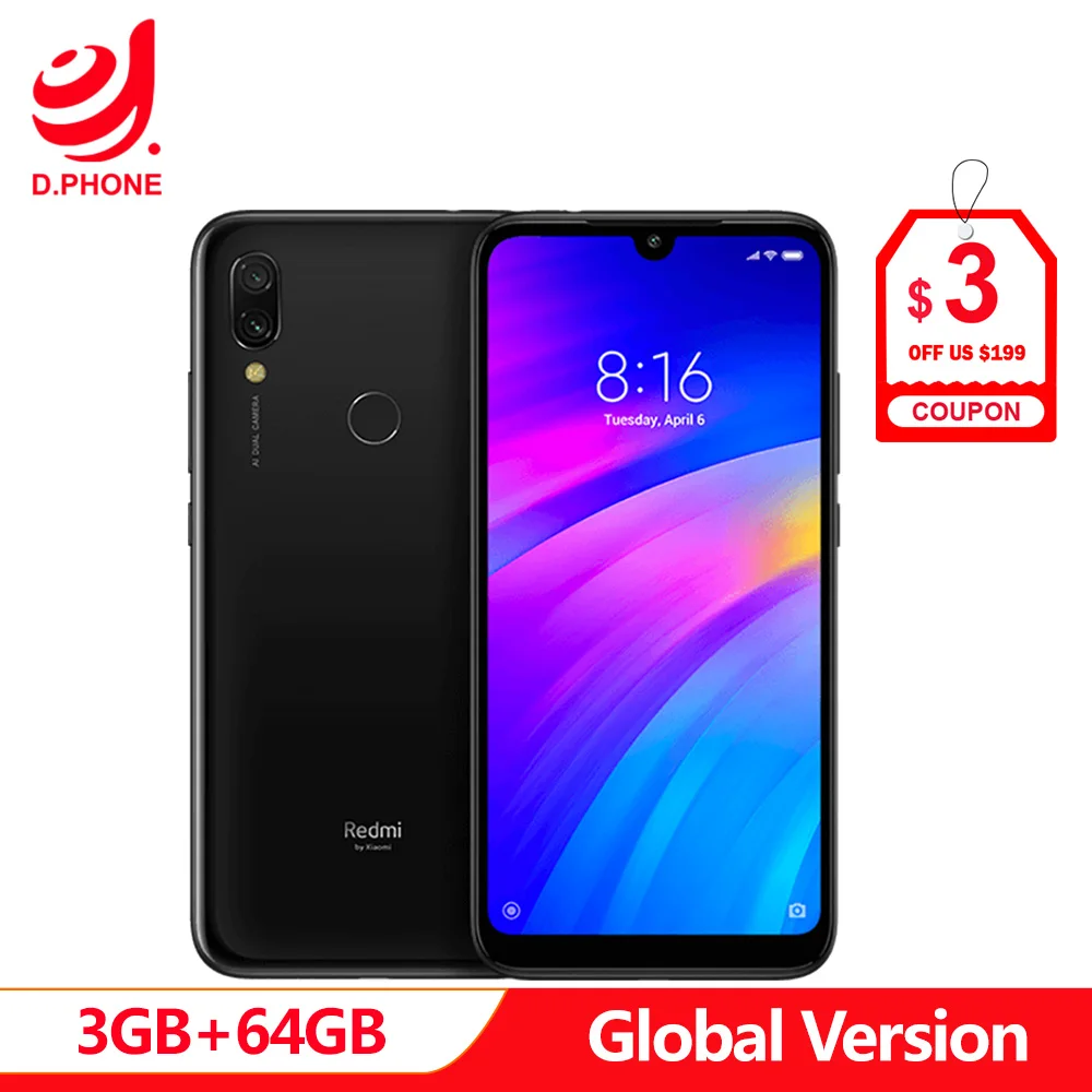 في المخزون العالمي النسخة Xiaomi redmi 7 6.26 \