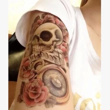Body Art Beauty Makeup Pink Sexy Dangerous Sexy Skull Tattoo 3D Waterproof Temporary Tattoo Stickers Sexy