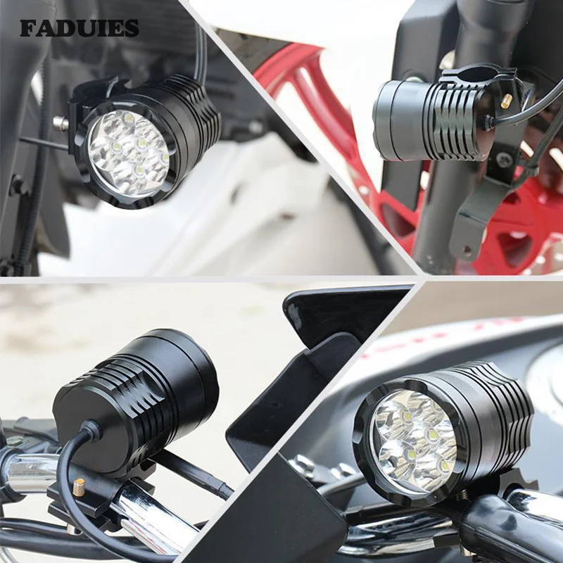 FADUIES Pair 60W Motorcycle Bicycle LED Fog lights Auxiliary driving Lamp Motorbike High Brightness 6000K White +Switch (3)