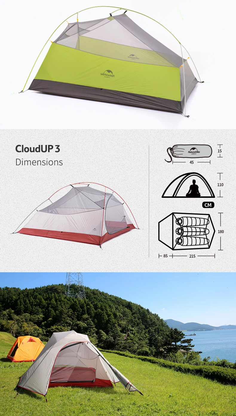 Naturehike старый CloudUp 3 серии открытый сверхлегкий большой зимний Glamping Палатка 4 сезона Профессиональный двухслойный кемпинговый тент