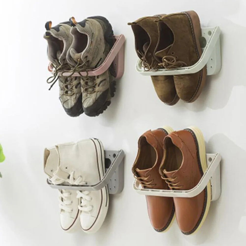 لكمة شحن شنقا رف عرض لاصق خِزانة خشبية لحمل التلفاز الحائط تخزين حامل طوي رف للأحذية الرئيسية توفير الفضاء