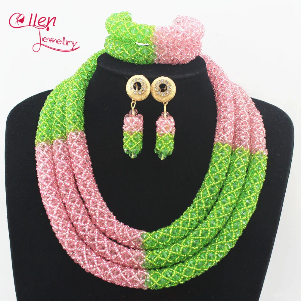 Fashion Nigerian Wedding Bridal jewelryAfrican Beads Jewelry Set Handmade Indian Dubai costume Necklace Bracelet Earrings N0005 Fashion Nigerian Wedding Bridal jewelryAfrican Beads Jewelry Set Handmade Indian Dubai costume Necklace Bracelet Earrings N0005