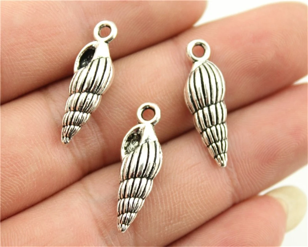 

WYSIWYG 6pcs 24x8mm Shell Conch Charm Pendants For Jewelry Making Antique Silver Conch Pendants Charm Conch