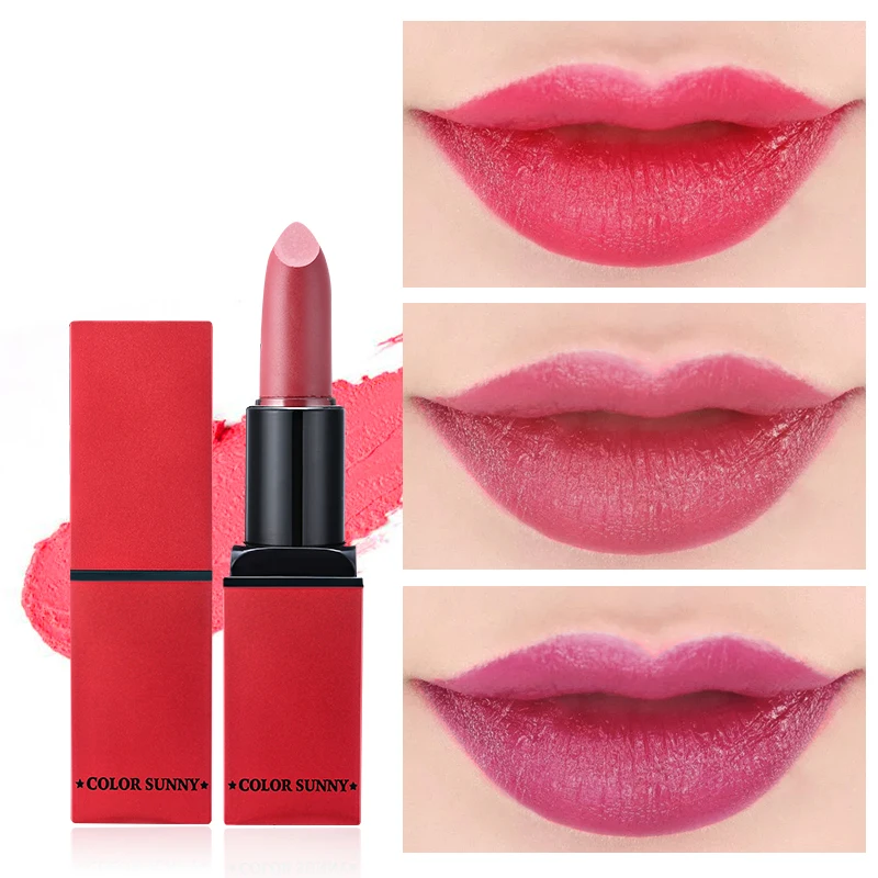 hot sexy red lips matte velvet lipstick pencil cosmetic long
