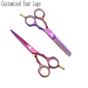 

5.5" 16cm Engraving Brand Colorful Salon Hairdressing Scissors Cutting Shears Thinning Scissors Professional Hair Scissors C1104