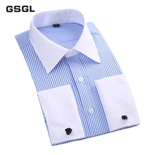 Мужские французские запонки, новая мужская полосатая рубашка с длинным рукавом, повседневные мужские брендовые рубашки, облегающие французские запонки, нарядные рубашки