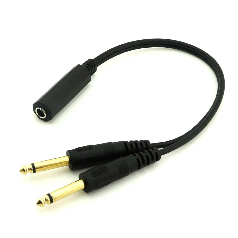 

6.35mm 1/4 inch Stereo TRS Female to 2 Dual 6.35mm Mono TS Male Y Splitter Cable