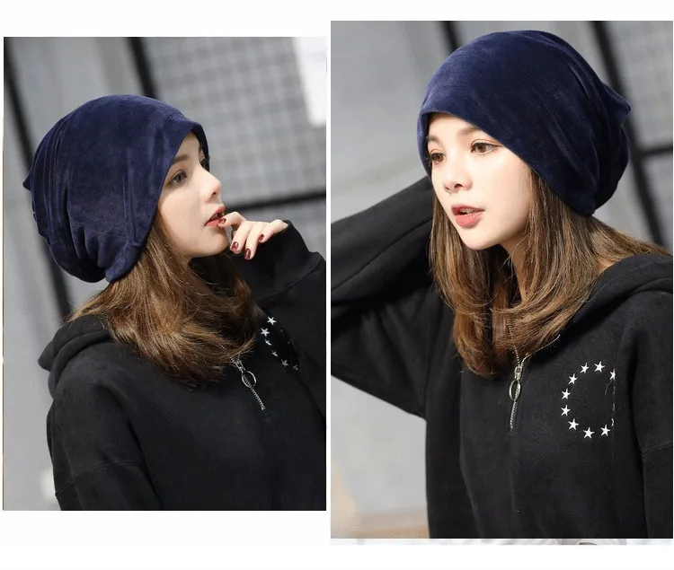 Autumn And Winter New Pattern Lint Head Cap Korean Solid Heap Hat Concise Leisure Time Earmuffs Baotou Confinement Hat