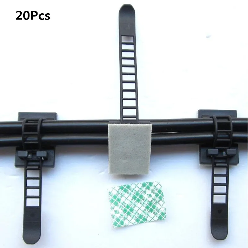 

20pcs Cable Clips Wire Tie Cable Mount Adjustable Cable Tie Fix Holder Clips Black 18*25 mm