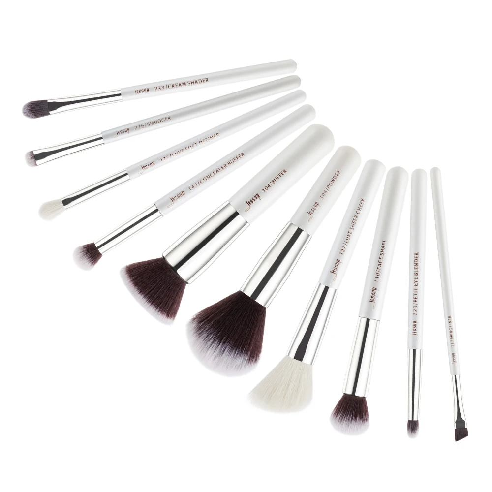 Набор кистей для макияжа Jessup набор с жемчугом белый/серебристый|brush set make up|brand makeup