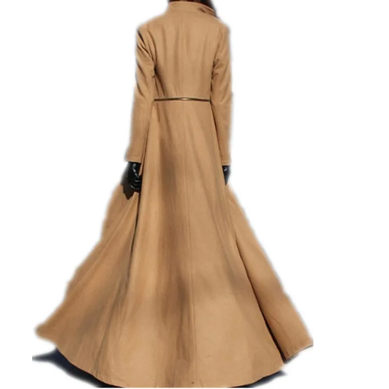 

women coat winter autumn long sleeve Maxi Long design Female Woolen Outerwear