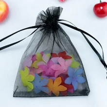200 шт/партия, складывающиеся черные сумки из органзы, 15x20 см, вечерние украшения в подарок, изысканные Упаковочные сумки, милый Подарочный пакет, пакеты