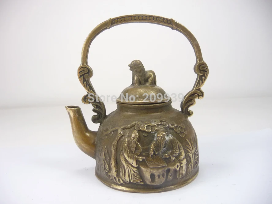 

huij 006520 Chinese collectable superb copper carved elder teapot (A0321)