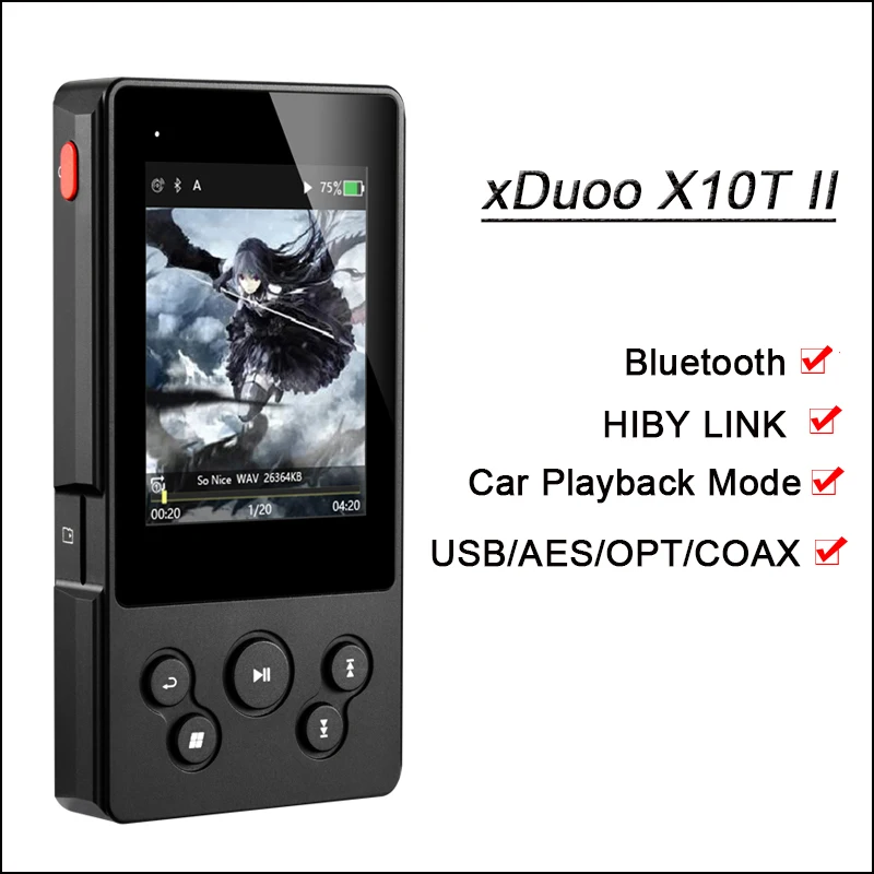 Портативный mp3 плеер xDuoo X10T II Hi Fi с поддержкой Bluetooth DAC Mp3 res звук без потерь Flac USB