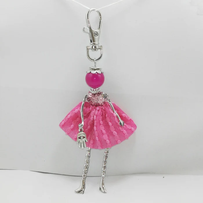 

YLWHJJ brand new sequined costume dress doll key chain red bag keychain pendant cute girl baby trendy statement jewelry women