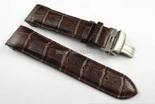 24mm (Hebilla 22mm) T035627 T035614 Alta Calidad Silver Butterfly Buckle + Brown Genuine cinturones de Correa de Cuero para T035