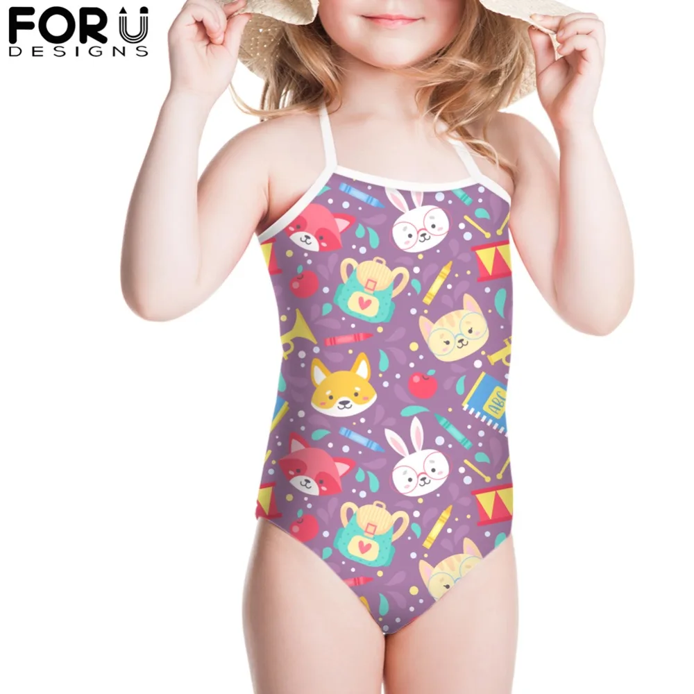 

FORUDESIGNS 3D Cartoon Printing Swimsuit for Girls 3-8 Year One Piece Swimsuit Casual Bodysuits Baby Summer Beach Swimwear 2019