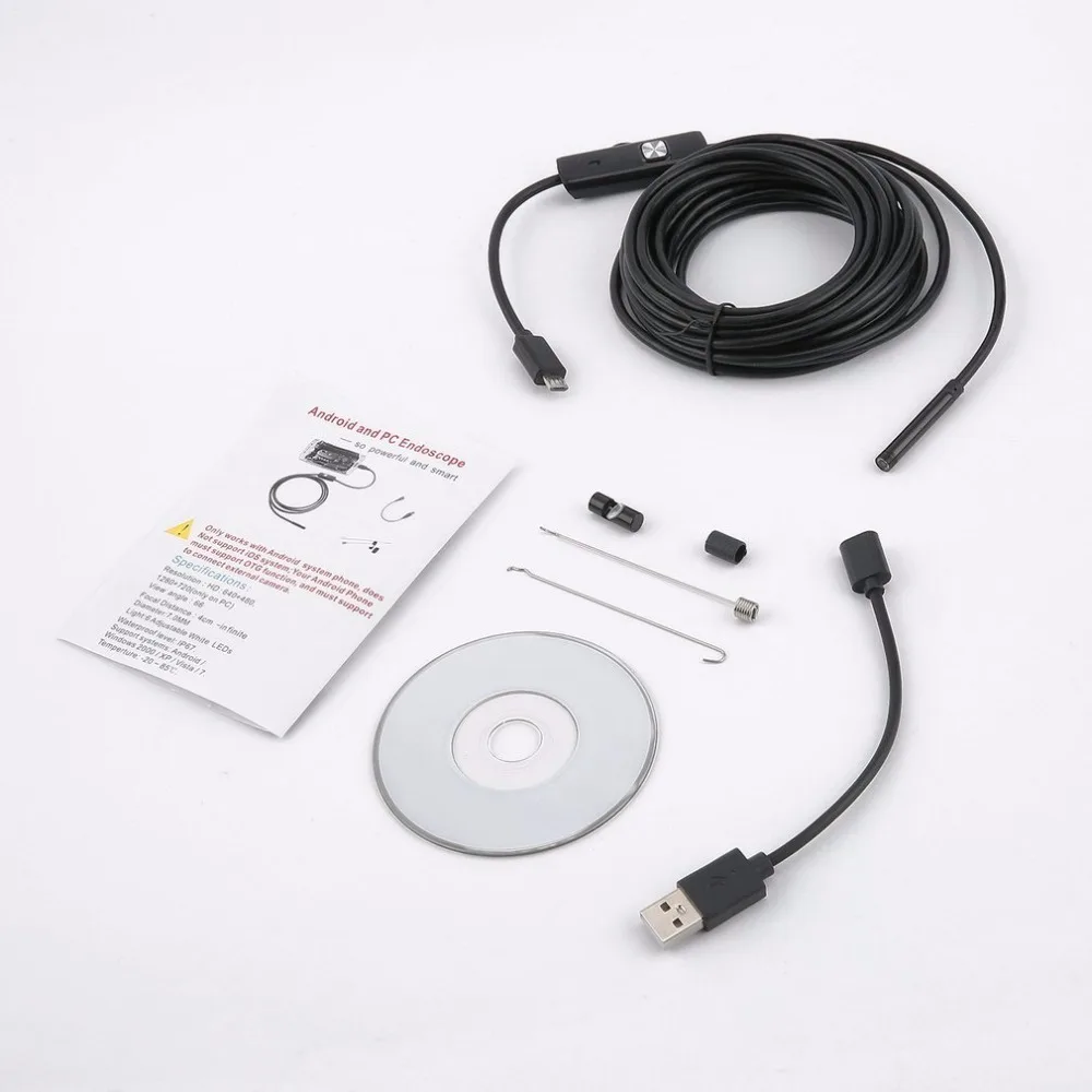 Эндоскоп с объективом 5 5/7 мм 480P кабель 1 м/1 м/2 м USB|Камеры видеонаблюдения| |