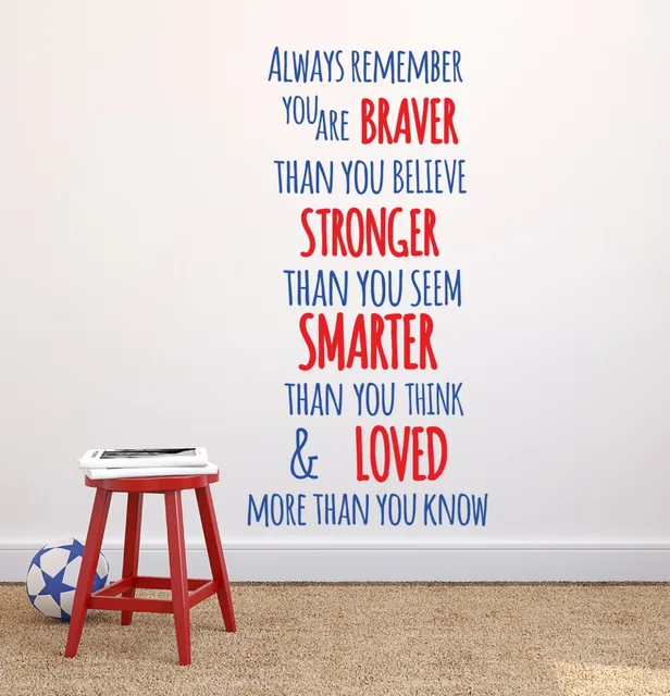 Baby Boy Nursery Decor Wall Art Nursery Wall Decal Always Remember You Are Braver Than You Believe Winnie The Pooh Quote Wall Decal
